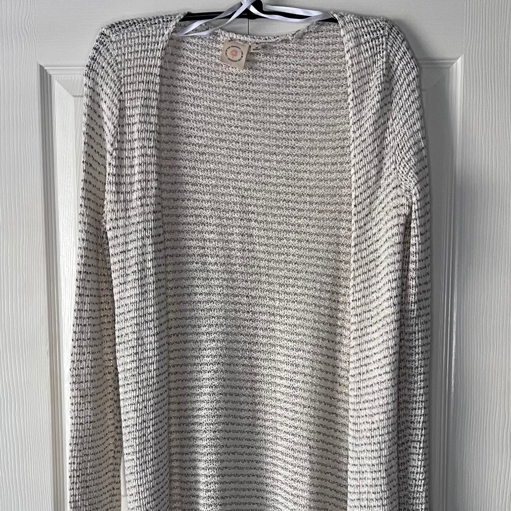 Live In The Moment Long Duster Sweater  Ivory Sz M